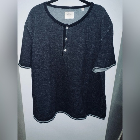 Billy Reid XL blue cotton cashmere Henley - Picture 1 of 6